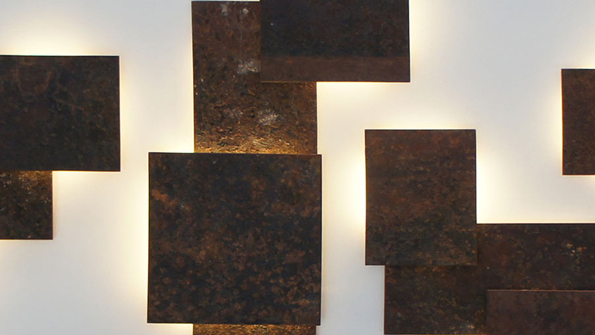 Tableau mural lumineux en corten